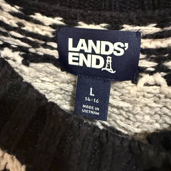 Land's End Women's Cozy Lofty Fair Isle Cardigan Sweater, L - Picture 4 of 12